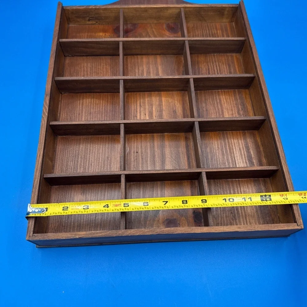 Vtg Large Wood Wall Display Case Trinket Shelf Glass Knick Knack Cabinet